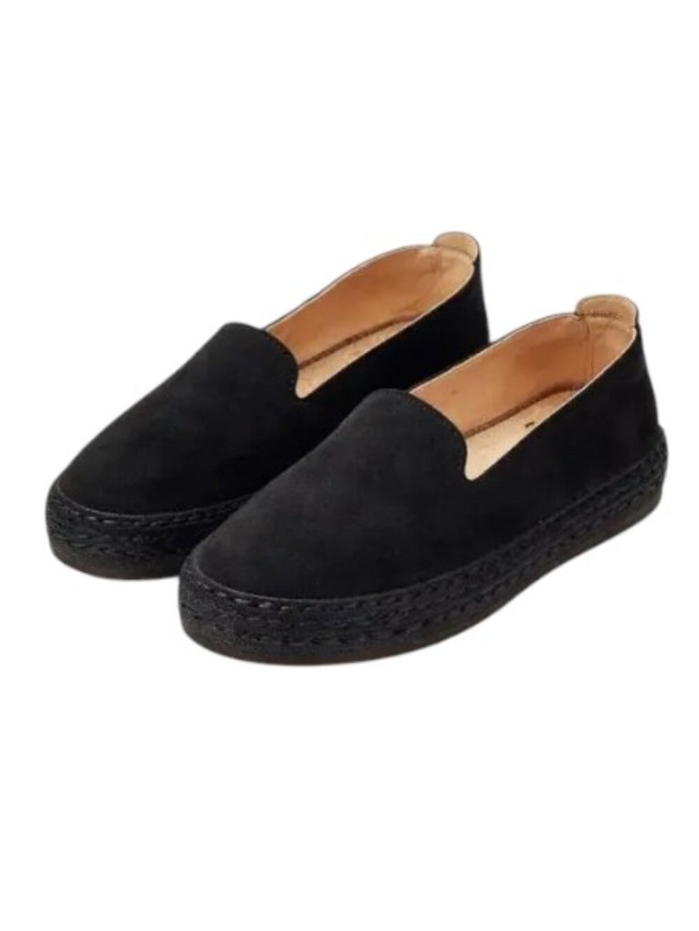 Manebí Black Suede Double Sole Espadrilles Platform Slip On EU 37 Spain